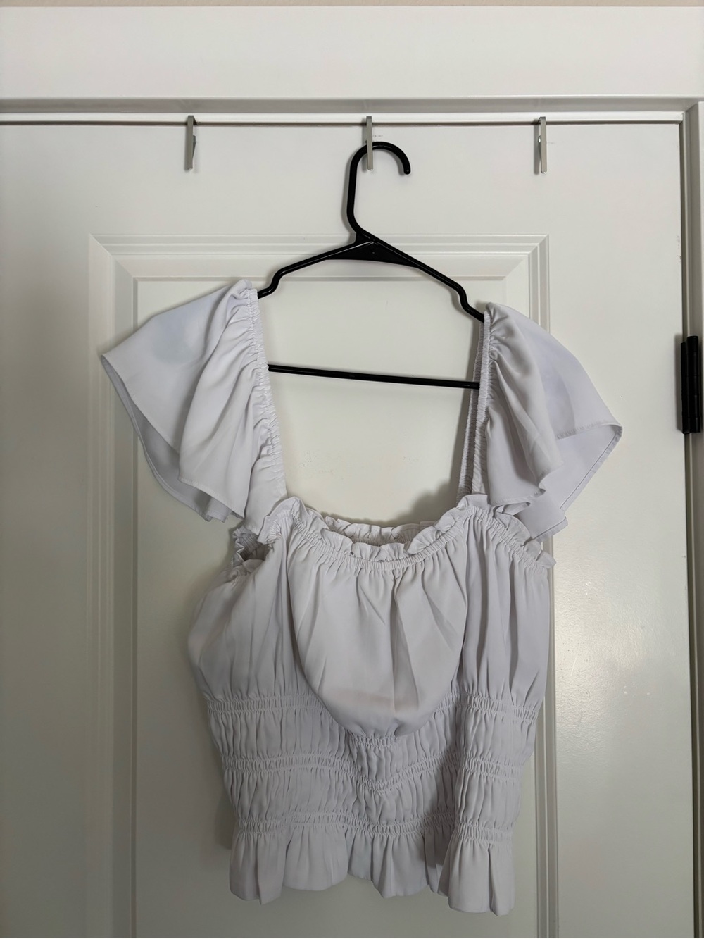 Abercrombie & Fitch White Ruffled Smocked Crop Top